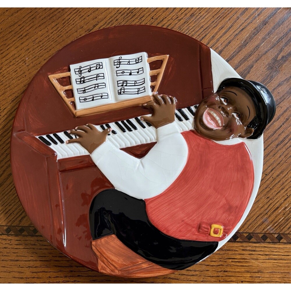 Clay Art Ragtime Piano Player Plate wall decor